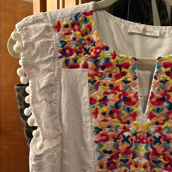White Woman’s Dress with Colorful Embroidery - Picture 3 of 16